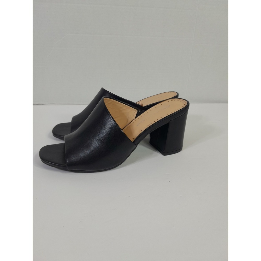 Adrienne Vittadini Black  Chunky Block Heels Sandal Open Toe Wmn 7 M